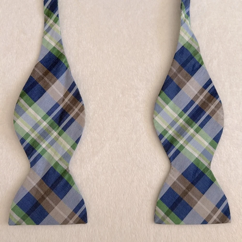 Beau Ties | Plaid Silk Bow Tie Self Tie Adjustable Hand Sewn Vermont Bow Tie - Picture 3 of 14